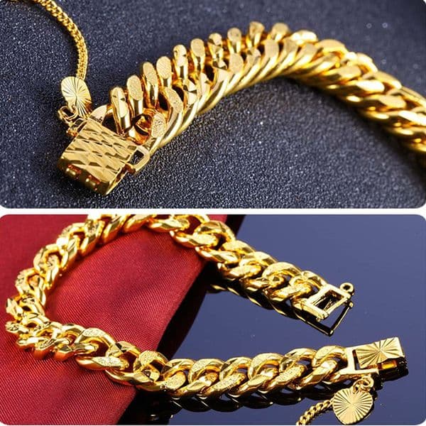 expend designer fine jewelry 24K Gold Plated Copper Hiphop 15mm 10mm cuban link bracelet charm jewlery for man imitation luxury brand gift free shipping