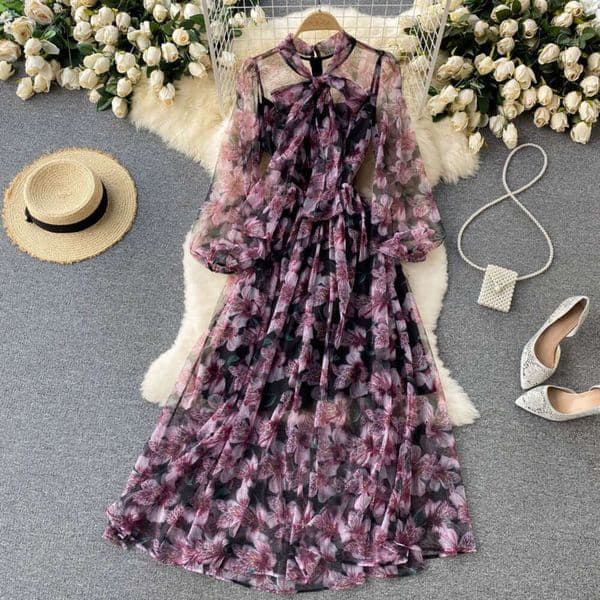 Elegant dress niche lightweight chiffon fairy like and elegant vacation dress autumn goddess style