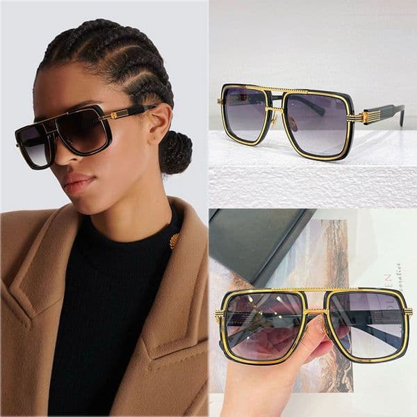 Luxury Mens Womens designer square sunglasses with thickened acetate frame UV400 protective black lenses for Mens casual sunglasses serrated leg staircase design