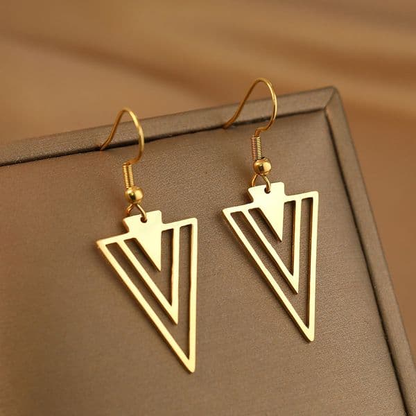 Stainless Steel Earrings Grunge Y2K Streetwear Unique Inverted Triangle Pendants Goth Dangle Earrings For Women Jewelry Male New