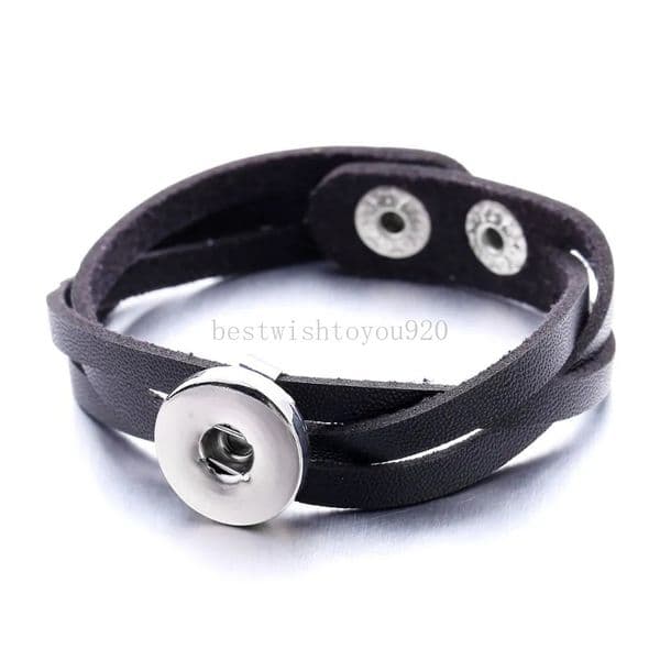 18mm snap button Charm Bracelet pu leather snaps buttons diy Bracelets Jewelry for women men