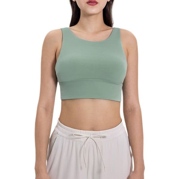 090 Tank Top Yoga Bra Gym Women Vest Breathable Slim Fit High Elastic Sports Bra with Removable Cups