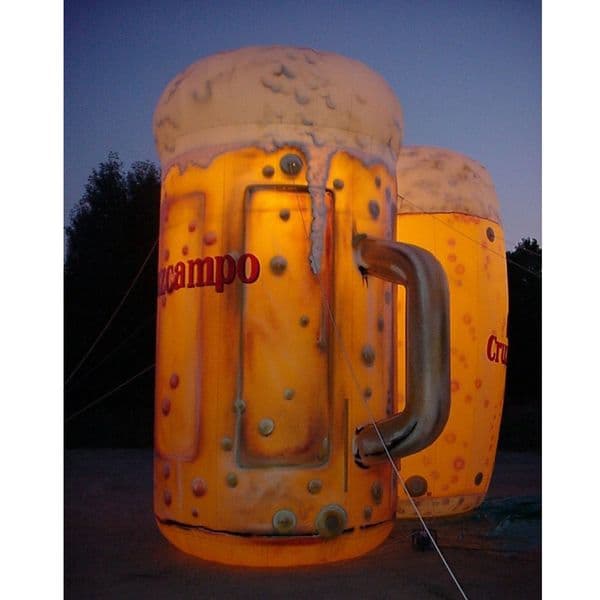 Custom made giant&6mH (20ft) with blower inflatable beer bottle led glass beers mug air balloon decoration toys sport for advertising
