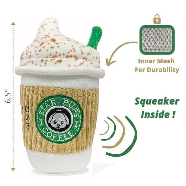 Interactive Pet Molar Dog Toy, Puppy Plush, LFGB Certified Chew Toy Coffee Cup, Fleece, Stainless Steel, Christmas Gift dh910320090