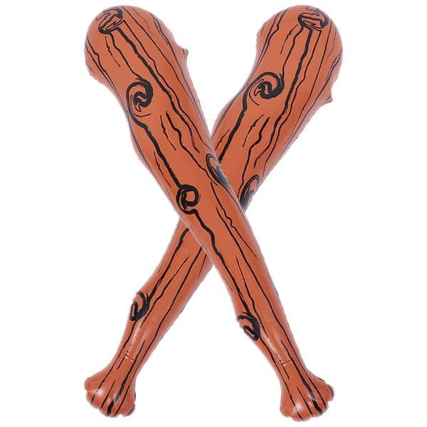 2 Pcs Inflatable Stick Baseball Bat Toys Bats Party Props Cheer Wood Grain