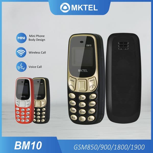 TEL BM10 Mini Feature Phone With Earhook Dual 2025 SIM Dual Standby 380mAh Battery MP3/MP4/FM Radio/Bluetooth/GPRS