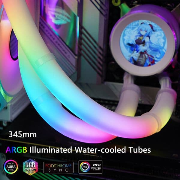 2pcs/set Luminous Water Cooling Tube Aura Sync Water Cooled Tubes Silicone DIY 5V 3PIN ARGB Computer Case Decoration