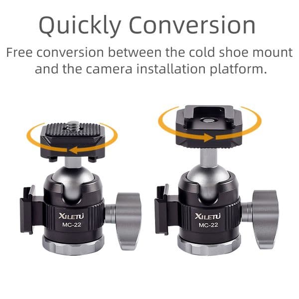 XILETU MC22 Mini Tripod Ball Head Video Stand new 360° Swivel Cold Shoe Panoramic 2025 Heads for DSLR Camera Head Tripod Head Accessories