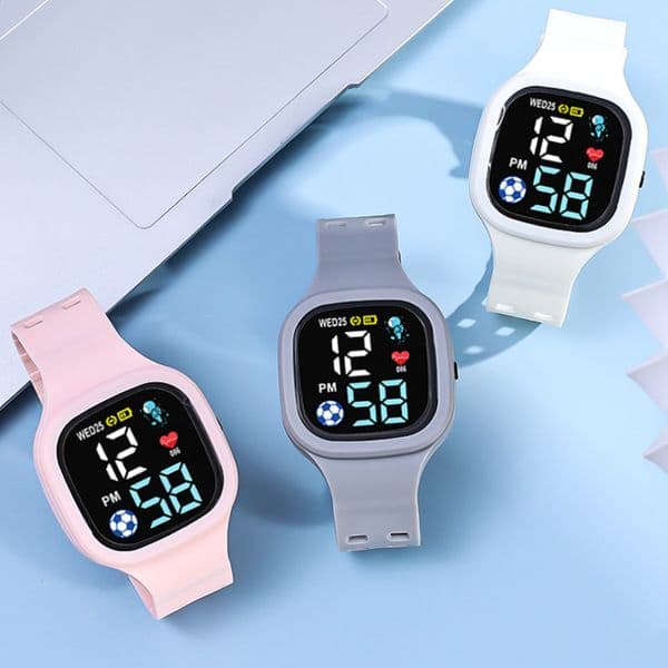 Electronic Wrist Watch LED Digital Smart Sport Watches LED Dial Square Waterproof Kids Wristwatch for Children Birthday Gift