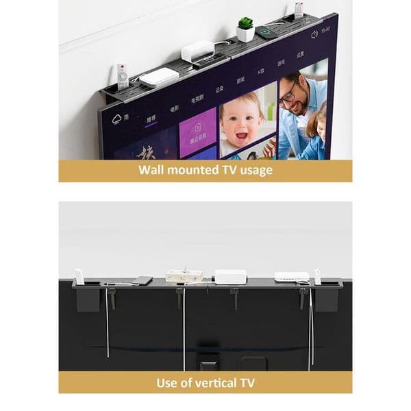 TV Top Rack Shelf Free Punch Monitor Top Shelf Reusable Foldable Desktop Computer Monitor Stand For Router Media Boxes Game