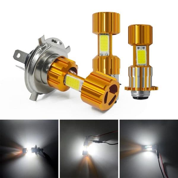 1PCS H4 BA20D P15D LED Motorcycle Headlight Bulbs 12V 18W COB Electric Car Headlights Moto LED Scooter Accessories Fog Lamp Whit