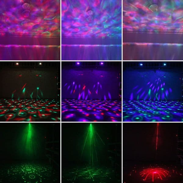 5IN1 LED Stage Light DMX UV Black Lights Laser Strobe Water Wave Projector Pattern Magic Ball for Bar Dj Disco Party Halloween