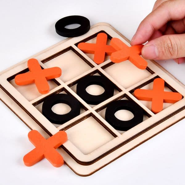 X O Game Blocks Wooden Parent-Child Interactive Toy Desktop Puzzle Game Board