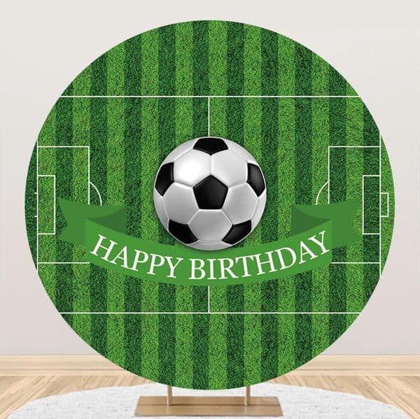 Soccer Round Backdrop Ball Sports Theme Basketball Football Circle Background Boys Man Birthday Party Elastic Cover Photocall