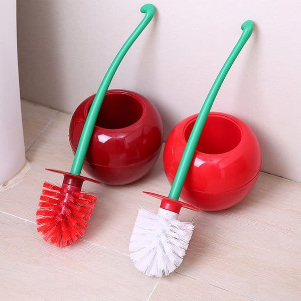 Lovely Cherry Shape Toilet Brush Holder Set Bathroom Lavatory Toilet Cleaning Brush Non-Slip Toilet Brush Bathroom Accessories
