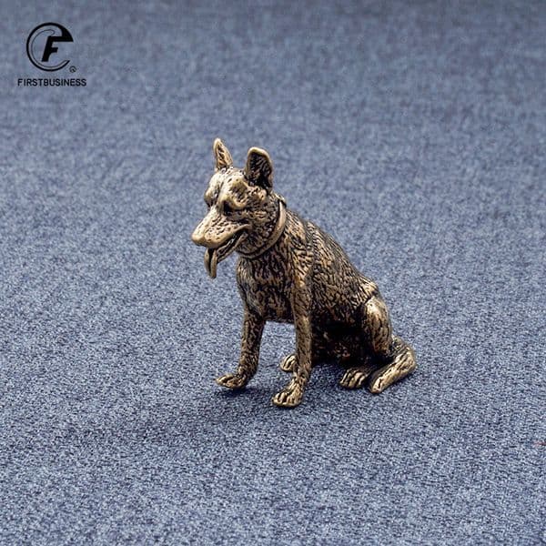 Vintage Copper Lucky Dog Miniatures Figurines Desktop Small Ornaments Chinese Classical Brass Animal Tea Pets Home Decorations