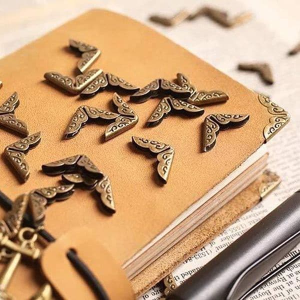 50Pcs Metal Book Corner Protector Vintage Scrapbook Photo Album Notebook Menus Folder Protecting Golden Silver Bronze