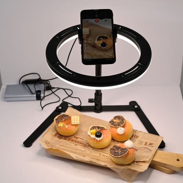 Selens Overhead Food Photography Table Stand with 26cm Ring Light For Live Broadcast Overhead