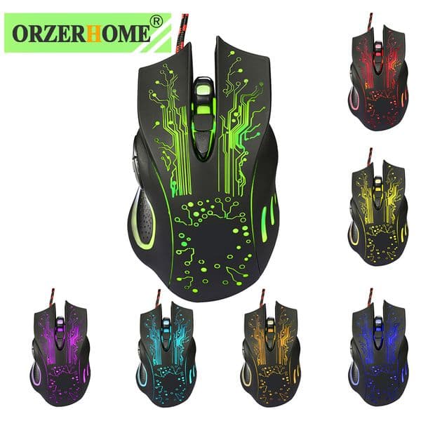 ORZERHOME LED Backlight Gaming Wired Mouse for PC Adjustable 5500DPI Mouse Gamer Ergonomic Mice USB Wired RGB Laptop Accessories