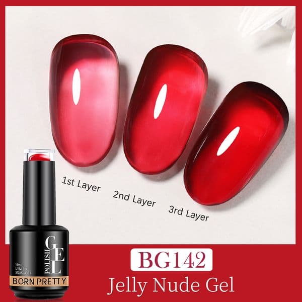 BORN PRETTY 15ml Jelly Gel Nail Polish Transparent Nude Large Capacity Manicure Top Coat Gel Semi-Permanent Polish UV LED Gel
