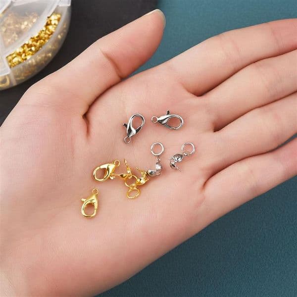 Alloy Accessories Jewelry Findings Set Lobster Clasp Open Jump Rings Bead Extended Chain DIY Earring Bracelet Jewelry Making Kit