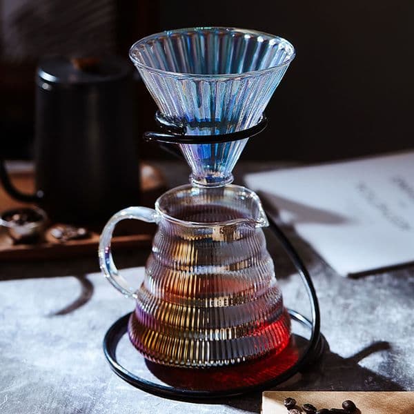 400/600ml Coffee Pot Filter Cup Set Colorful Manual Coffee Pot Brewing Cup Glass Coffee Funnel Dropper Coffee Accessories Set