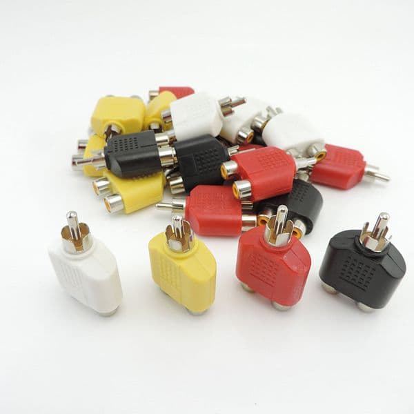 1 Male to 2 Female 1 femae 2RCA male RCA connectors Splitter Plug Y 3.5mm RCA jack Double AV Audio Video Adapter Converter q1