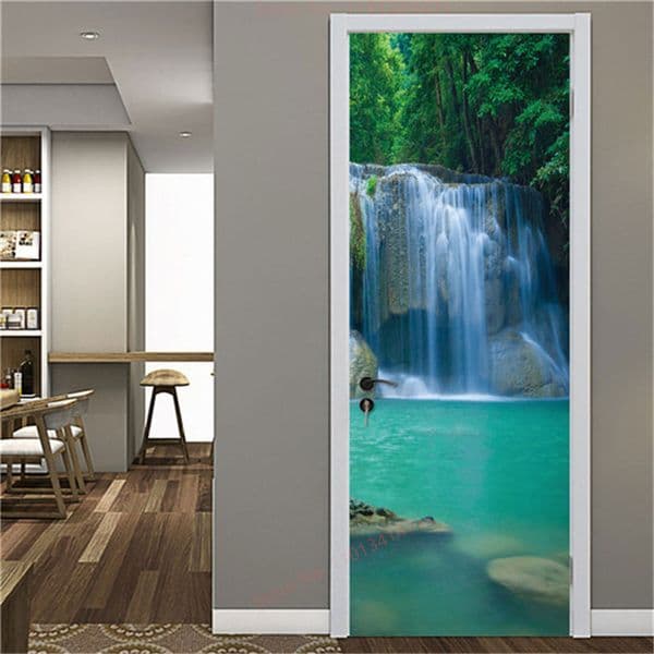 Modern Library Door Mural Wallpapers DIY Self-adhesive Sticker Peel & Stick Decals Landscape Geometry Posters For Bedroom Decor