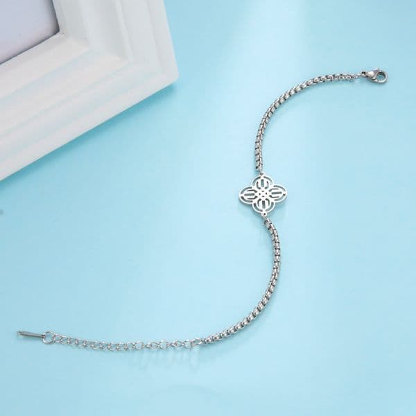 COOLTIME Hollow Four Leaf Clover Women stainless steel bracelet Celtics Knot Box Chain Women's Hand Bracelets Jewelry Gift
