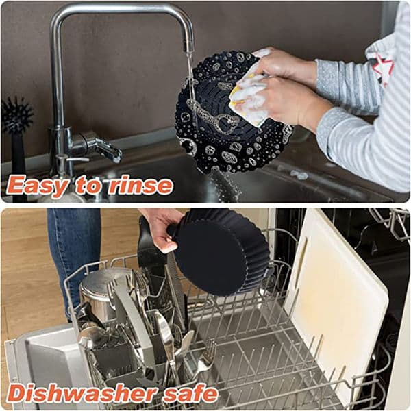8/4/2/1Pcs Air Fryer Silicone Pot Basket Reusable Square Or Round Airfryer Oven Baking Silicone Mold Tray Pizza Fried Chicken