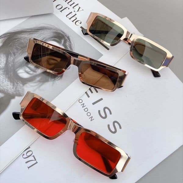 Retro Small Rectangle Sunglasses Metal Frame Sunglasses for WomenTrending Men Sun Glasses Y2k Steampunk Shades UV400 Eyewear 4ab02