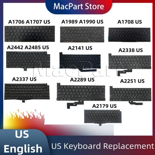 New Laptop US keyboard For Macbook Pro A1706 A1708 A1989 A1990 A2141 A2251 A2289 A2179 A2337 A2338 A2442 Keyboard Replacement