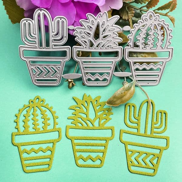 3PCS Metal Cutting Dies Cactus Stencils For DIY Scrapbooking Decorative Embossing Handcraft Die Cutting Template