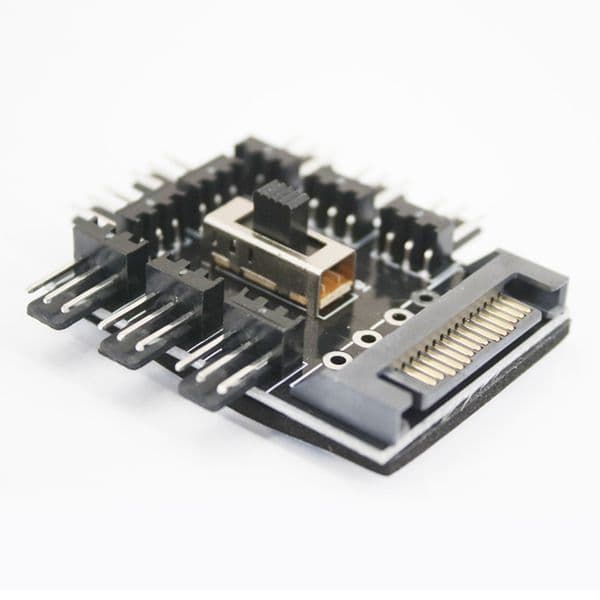 Multi Way Splitter Cooler Cooling Fan Hub PC Computer SATA 1 to 8 3pin 12V Power Socket PCB Adapter LHB99