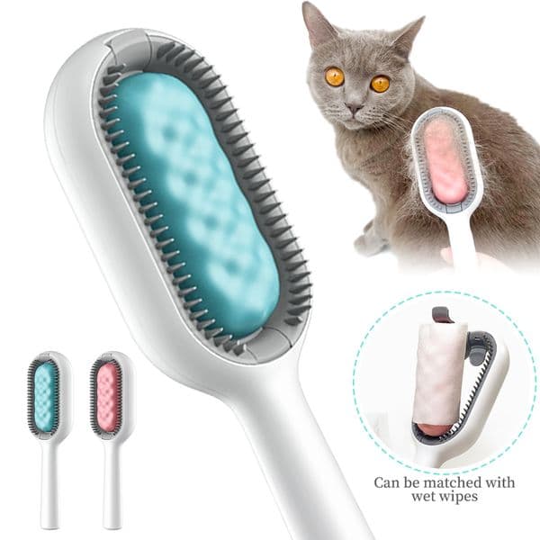 Double Sided Hair Removal Brushes for Cat Dog Pet Grooming Comb with Wipes Kitten Brush Pet Products Supplies
