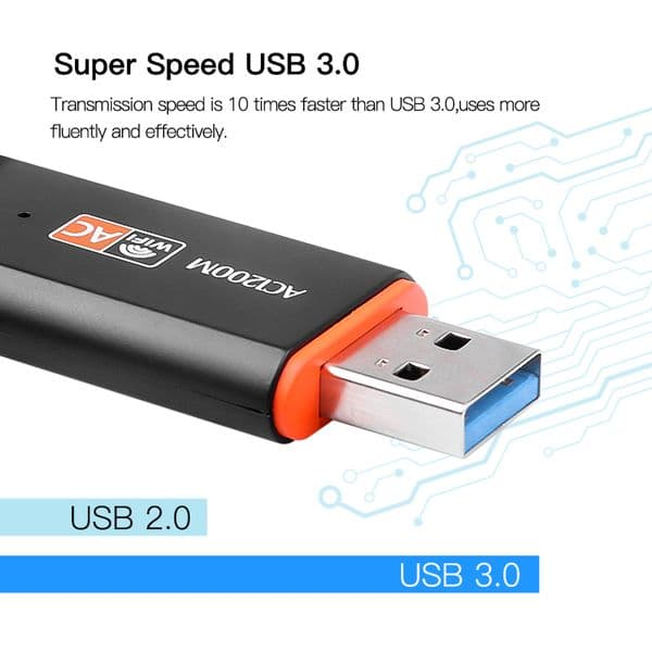 Dual Band USB wifi 1200Mbps Adapter AC1200 5GHz 2.4GHz WiFi with Antenna For Laptop PC Mini Computer Network Card Receiver