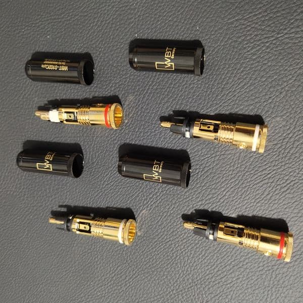 From Germany Top quality Hifi WBT 0102Cu RCA Plug pure copper gold-plated audiophile audio plug audio cable Connectors 4Pcs/set