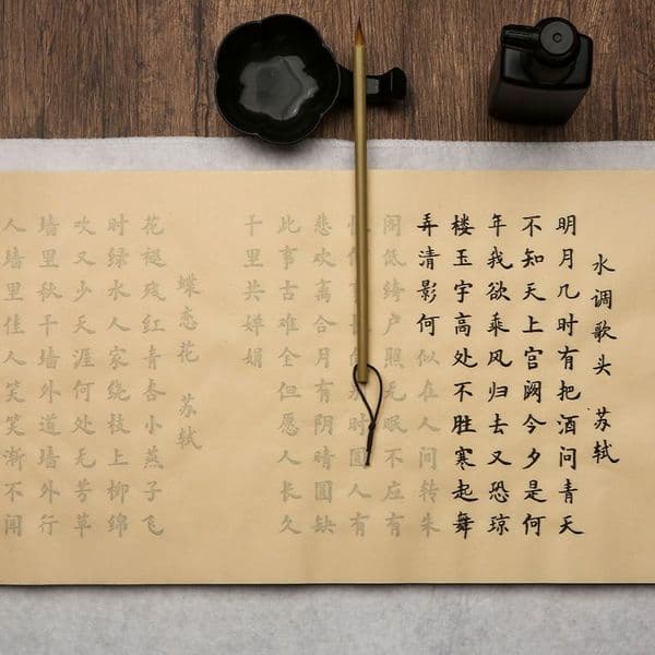 Chinese ancient poetry selected 19 small script brushwork European style regular script tracing red rice paper calligraphy copy