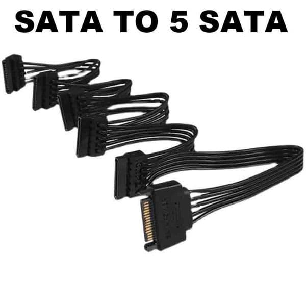 4pin IDE Male 1 to 5 SATA 15Pin Hard Drive Power Supply Splitter Cable Cord for DIY PC Sever 4-pin to 15-pin Power 60CM