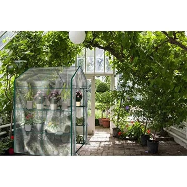 Garden Conservatory with 8 Sturdy Shelves and PVC Cover for Indoor or Outdoor Use - 56 X 56 X 76 Inches Greenhouse