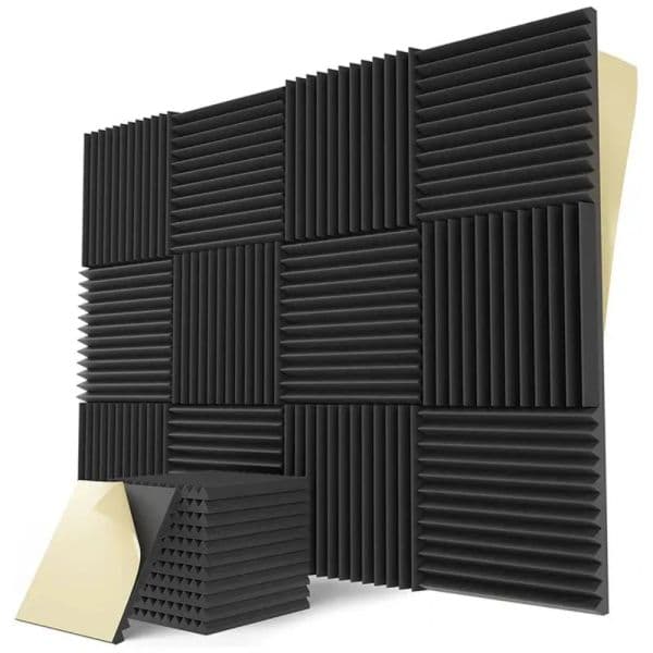 12/24Pcs 30x30x2.5cm Self-Adhesive Studio Acoustic Foam Panels High Density Soundproof Wall Panels for Gaming Room,Home Studio