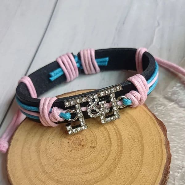 Jack&Jill Woven Rope Light Pink Light Blue Academy Club Greek Letter Jewelry Bracelet Gift