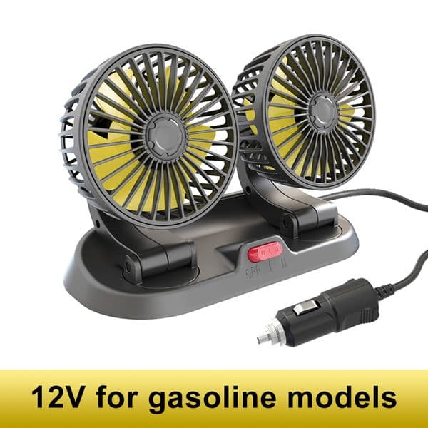 Podofo 12V Car Electric Fan Two Speed Control Cooler Auto Air Cooling 360 Degree Adjustable Car Air Conditioner Wind-enhanced