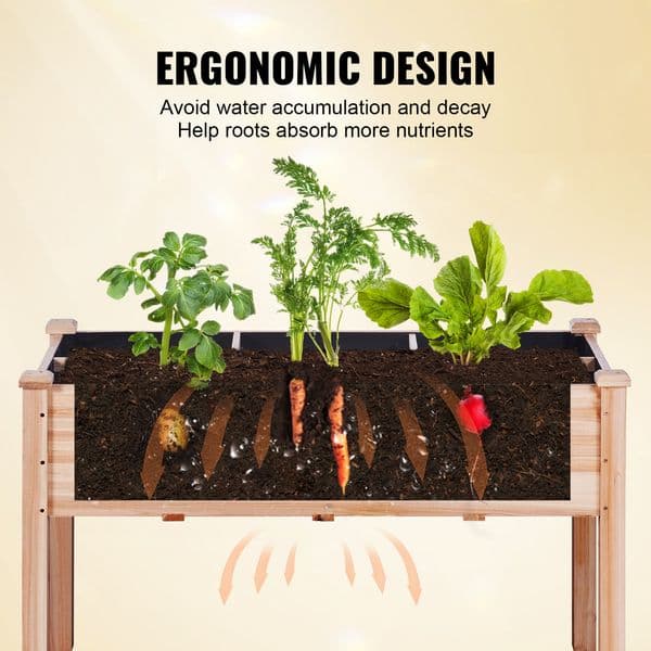 VEVOR Wooden Raised Garden Bed Planter Box Elevated/Floor w/ Whole Kit and Drainage System for Planting Flower Vegetable Herb