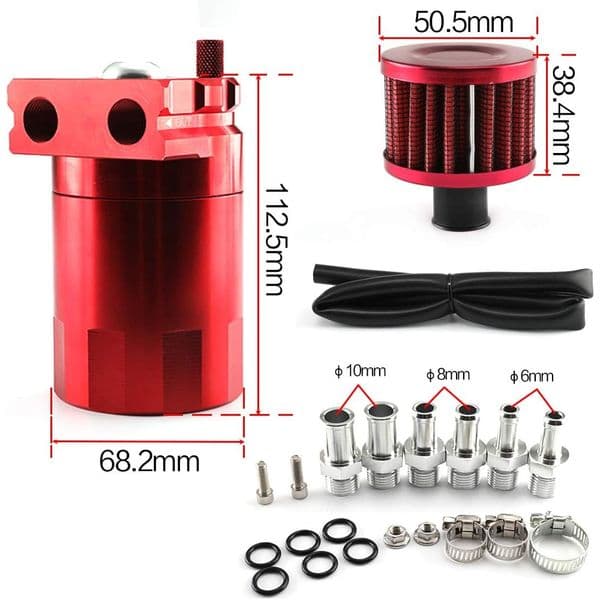 300ml Oil Catch Can Tank Kit with Breather Aluminum Polish Engine Air Oil Separator Tank Reservoir Kit Universal