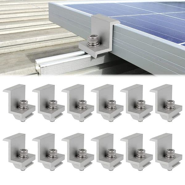 10pcs Solar Panel Photovoltaic PV Bracket Clamp Tin Roof Garden Shed End Clamp Module For 30mm Solar Framed Panel Aluminium