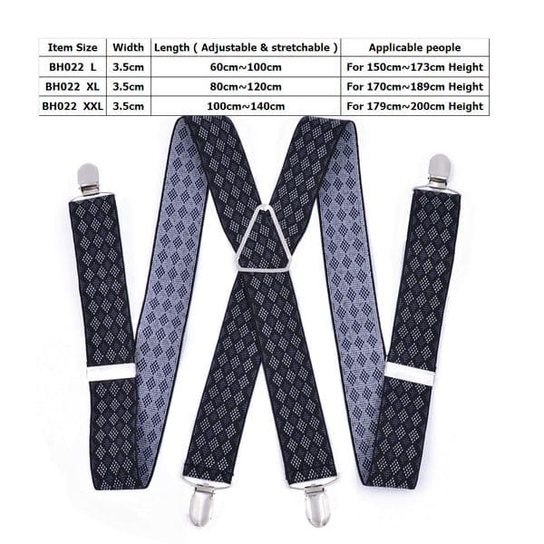 Heavy Size Suspenders big Men Adjustable Elastic X Back Pants Women Suspender for Trousers 55 Inch Clips red plaid black white
