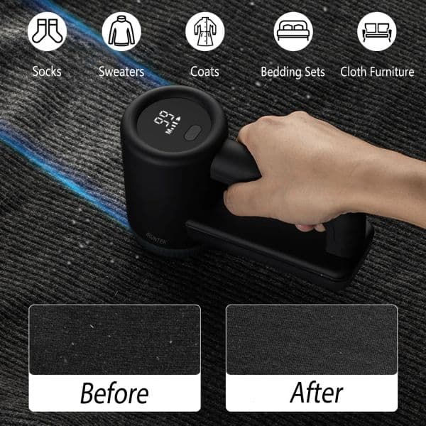 Rechargeable Fabric Clothes Shaver Pill Lint Remover 3 Speeds 2000mAh LED Display Fuzz Remover for Sweater Couch Bedding Sheets