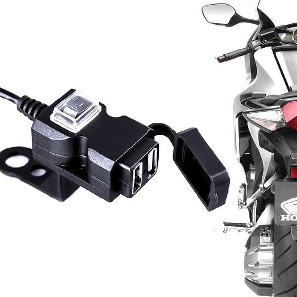 Universal Dual USB Port 12V Waterproof Motorbike Motorcycle Handlebar Charger 5V 1A/2.1A Adapter Power Adapter for Mobile Phone