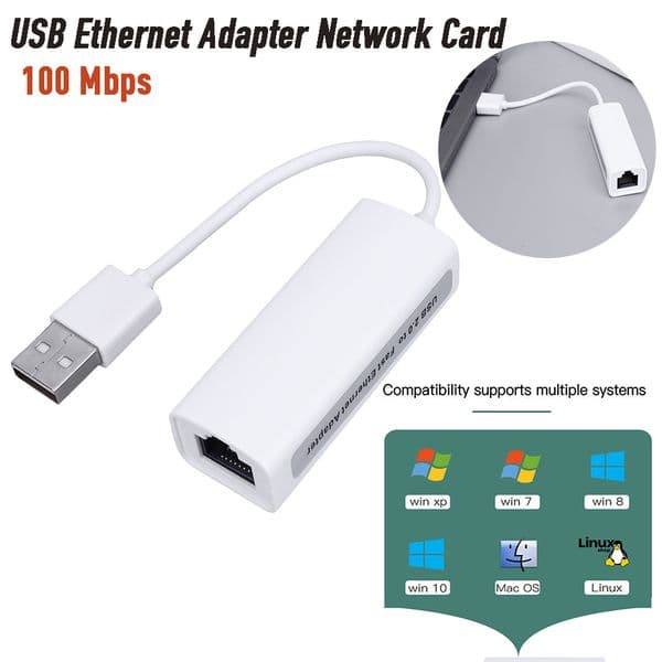 USB Ethernet Adapter Network Card USB2.0 100 Mbps USB A To RJ45 Lan Internet Cable Connector for Windows Laptop PC